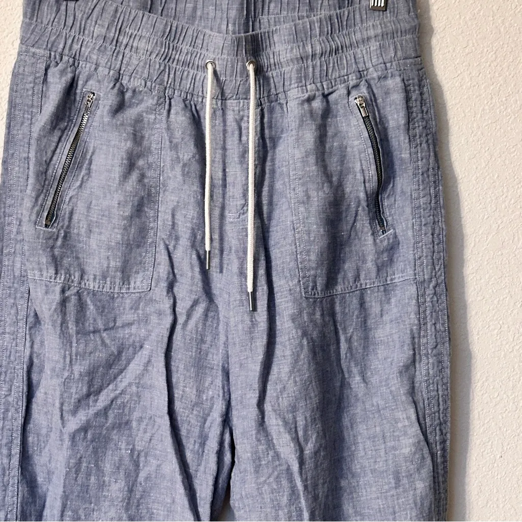 Athleta Blue Linen Drawstring pull on Pants size 12 - Image 10