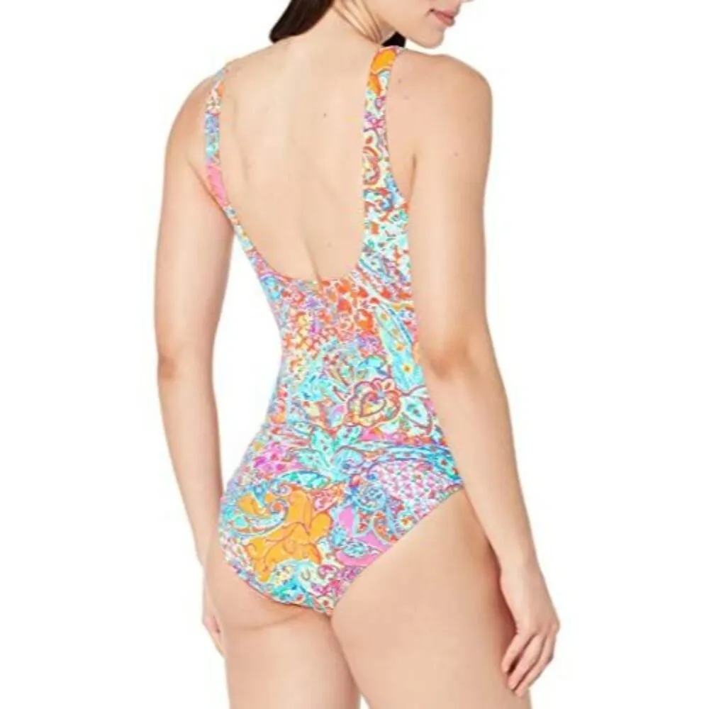 Ralph Lauren Surplice One-Piece Swimsuit Slimming Underwire Paisley Colorful 4 - Image 2
