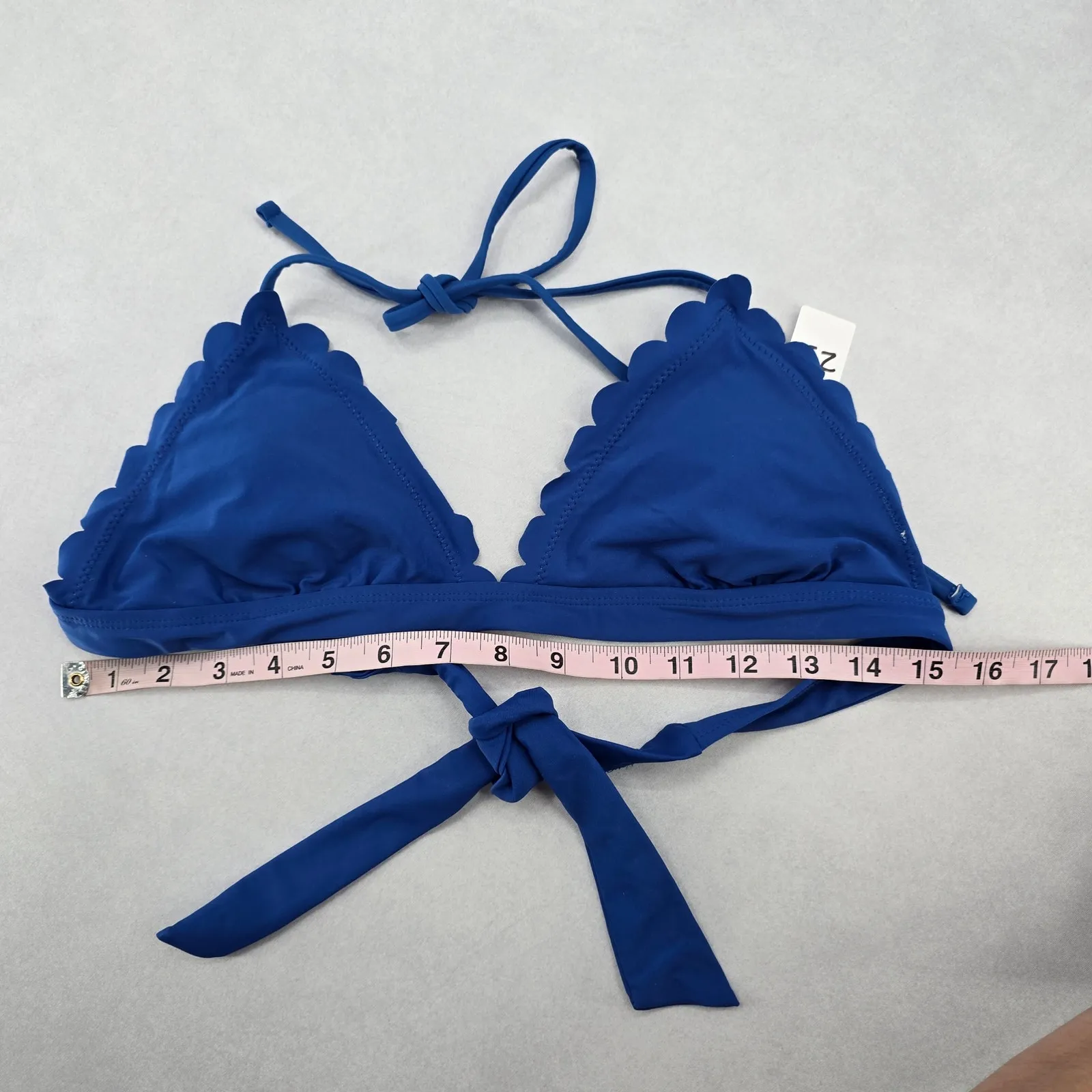 Shekini Blue Scallop Halter Tie Padded Swim Sports Bra Beach Bikini Top M Medium - Image 6