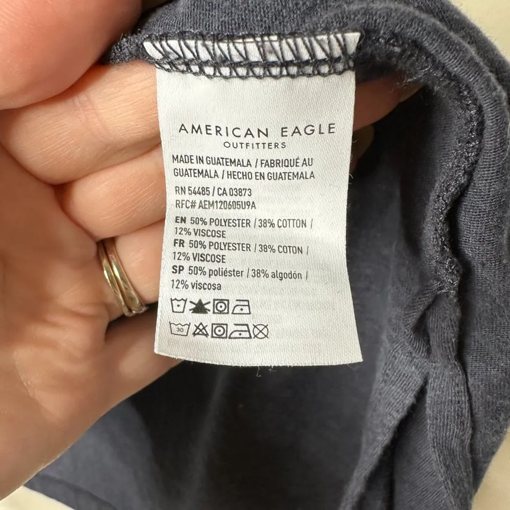 American Eagle Blue Lightweight Turtleneck Top Oversized Women's Small - Image 2