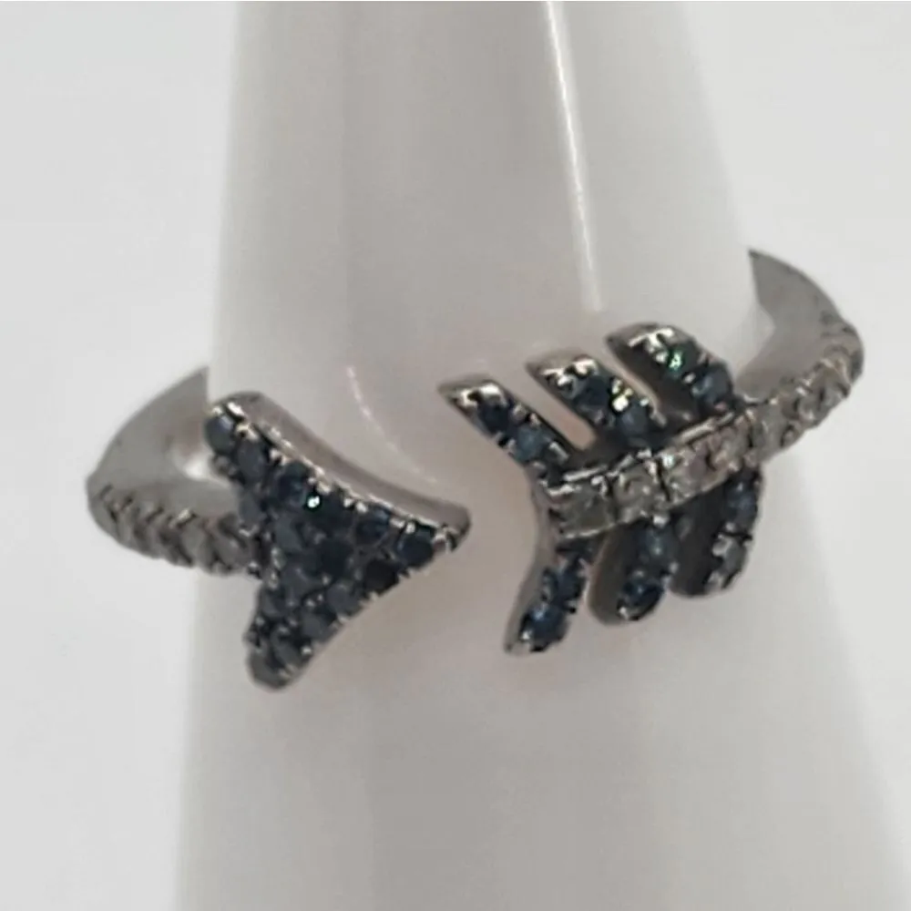 Rarities Carol Brodie Sterling Silver Blue & White Diamonds Arrow Ring Blue Size 4 - Image 3