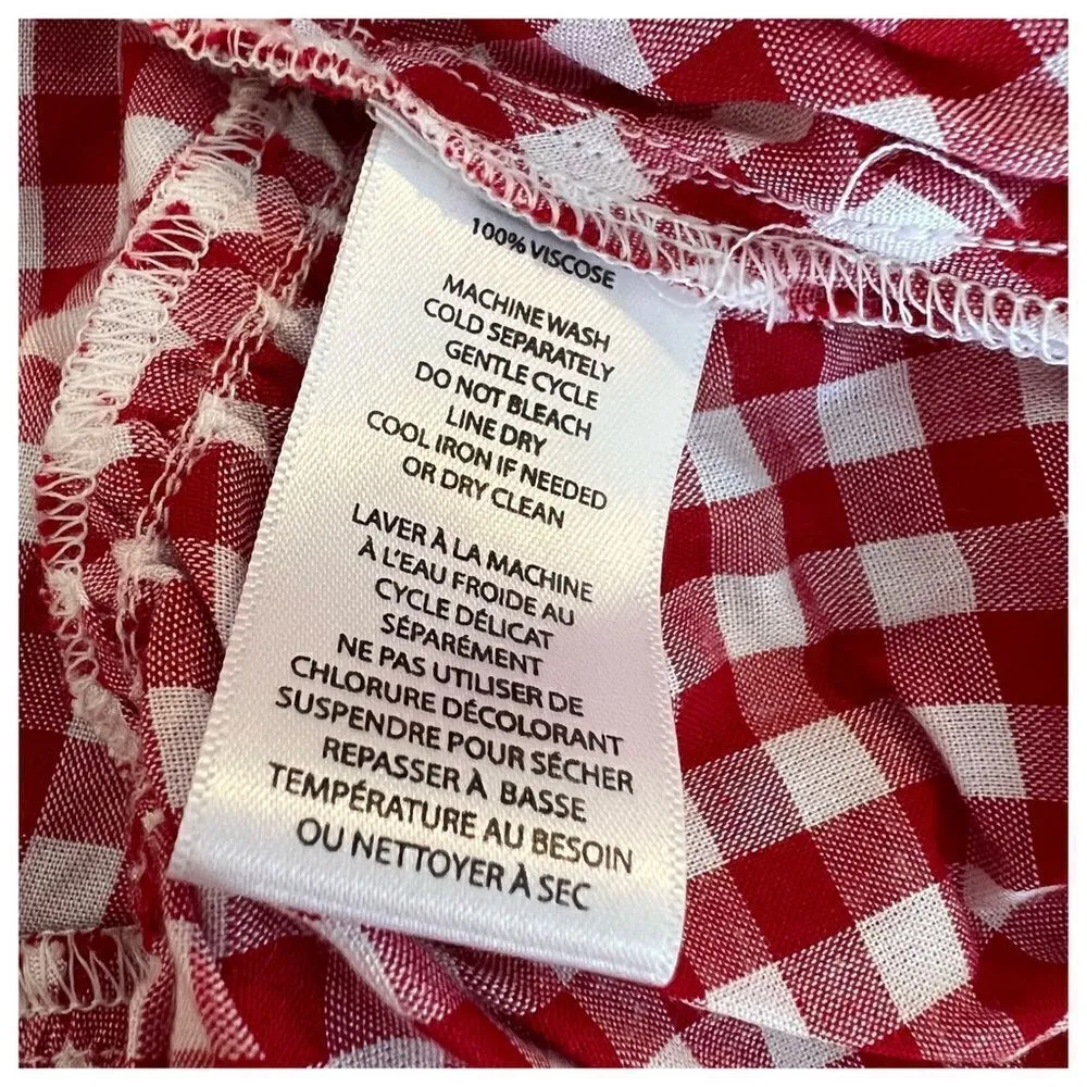 New BEACH LUNCH LOUNGE Gingham Off Shoulder Ruffle Top Sz M - Image 9