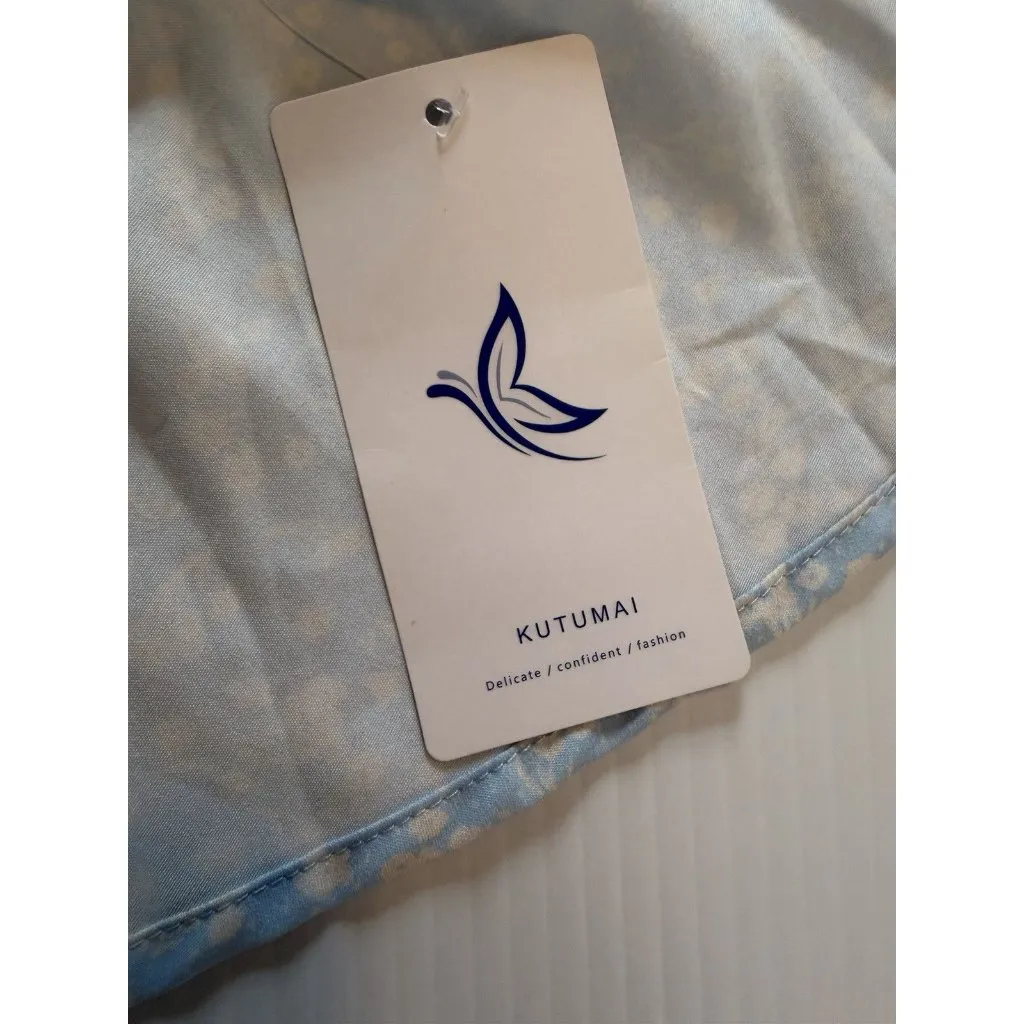 Milkmaid‎ Dress Tallulah Blue White Floral Midi Sz M Cottagecore Peasant Kutumai Size M - Image 10