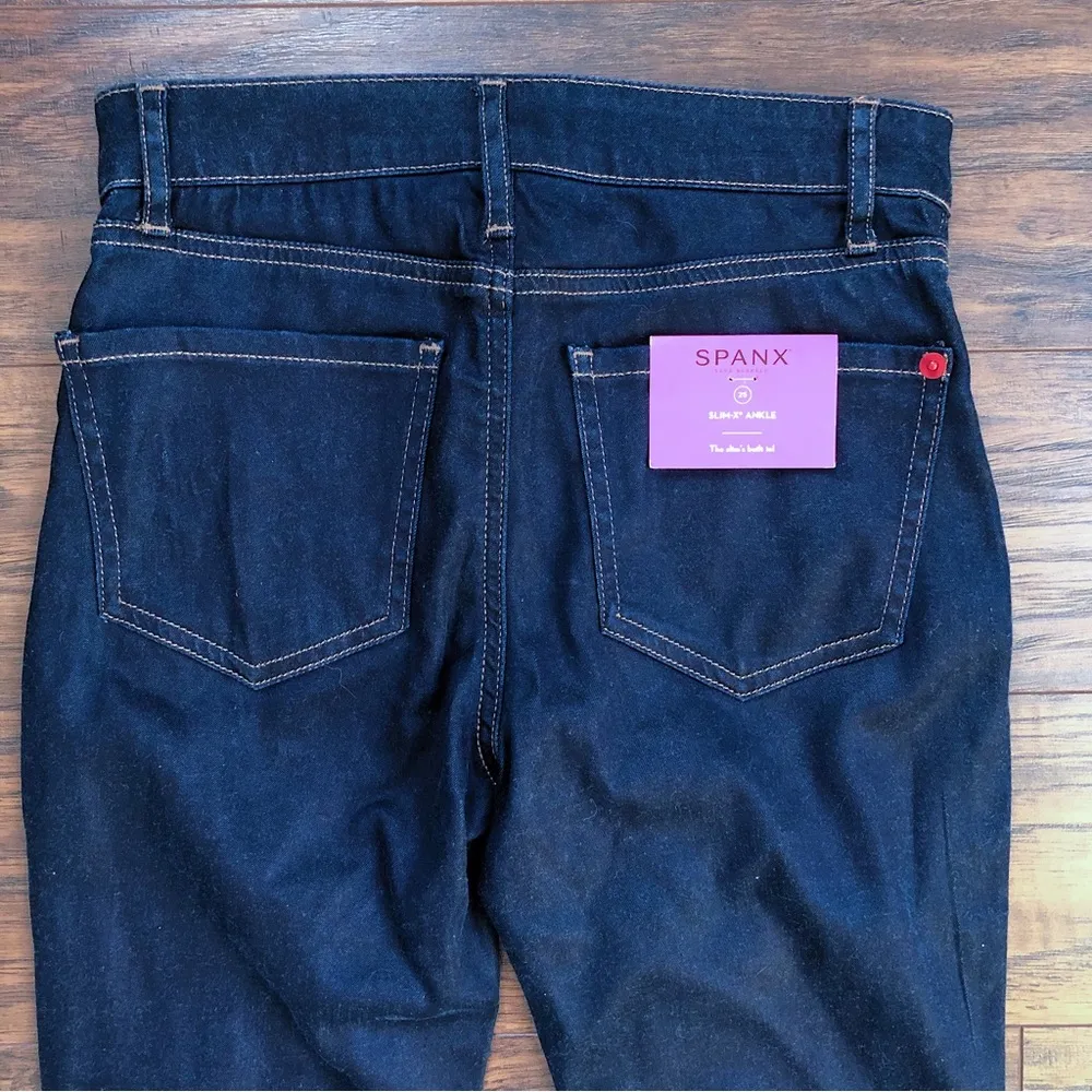 SPANX • Slim-X Ankle Jeans skinny jeggings Midnight Rinse dark wash indigo crop - Image 8