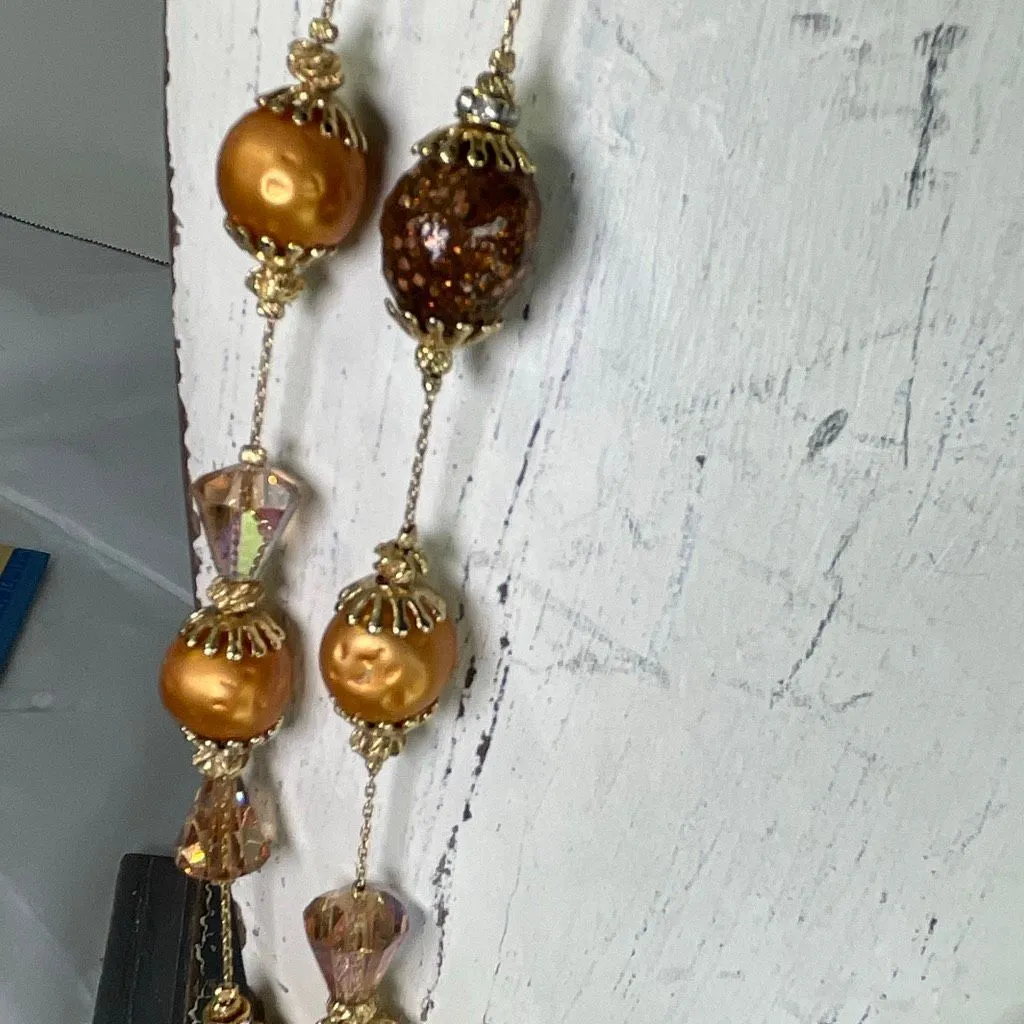 Vendome two strand AB chain goldstone glamour necklace. Gold - Image 3