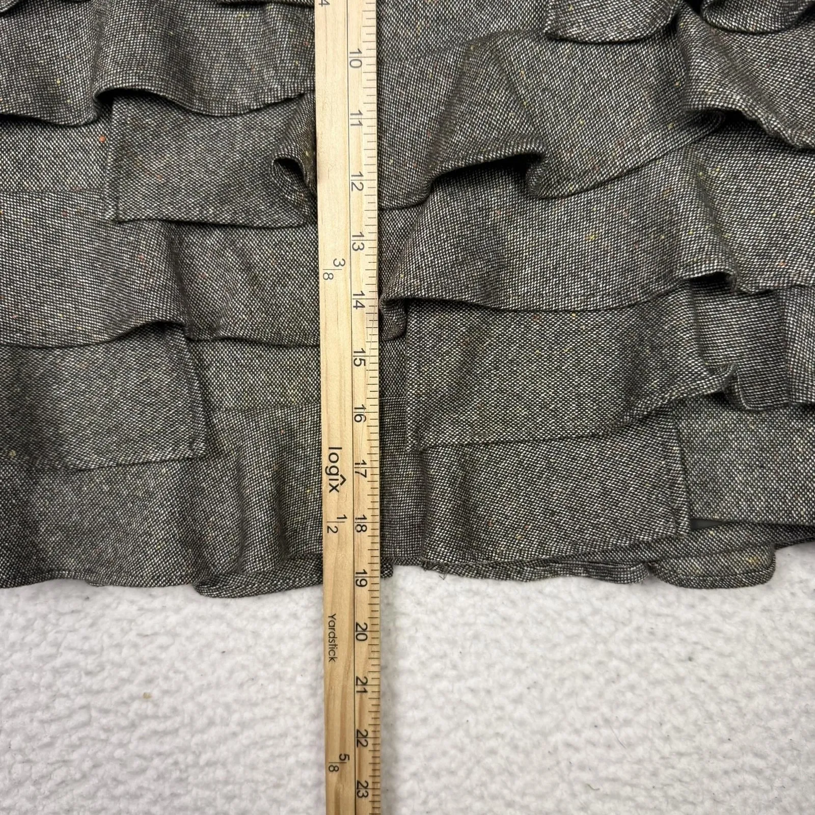 Talbots Skirt Womens 2P Brown Tweed Wool Ruffle Tiered Career Feminine Academia - Image 8