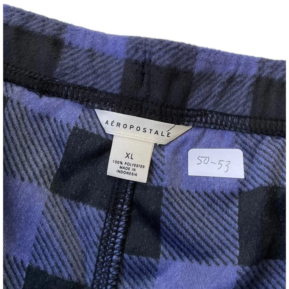 Aeropostale Blue Plaid Fleece Drawstring Sleepwear Women Size XL NWT | 50-53 - Image 3