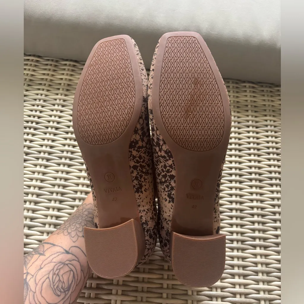Vivaia Melody Square‎ Toe Pro Mary Jane Brown Snake Print Heels 42 classic chic Size 10.5 - Image 11