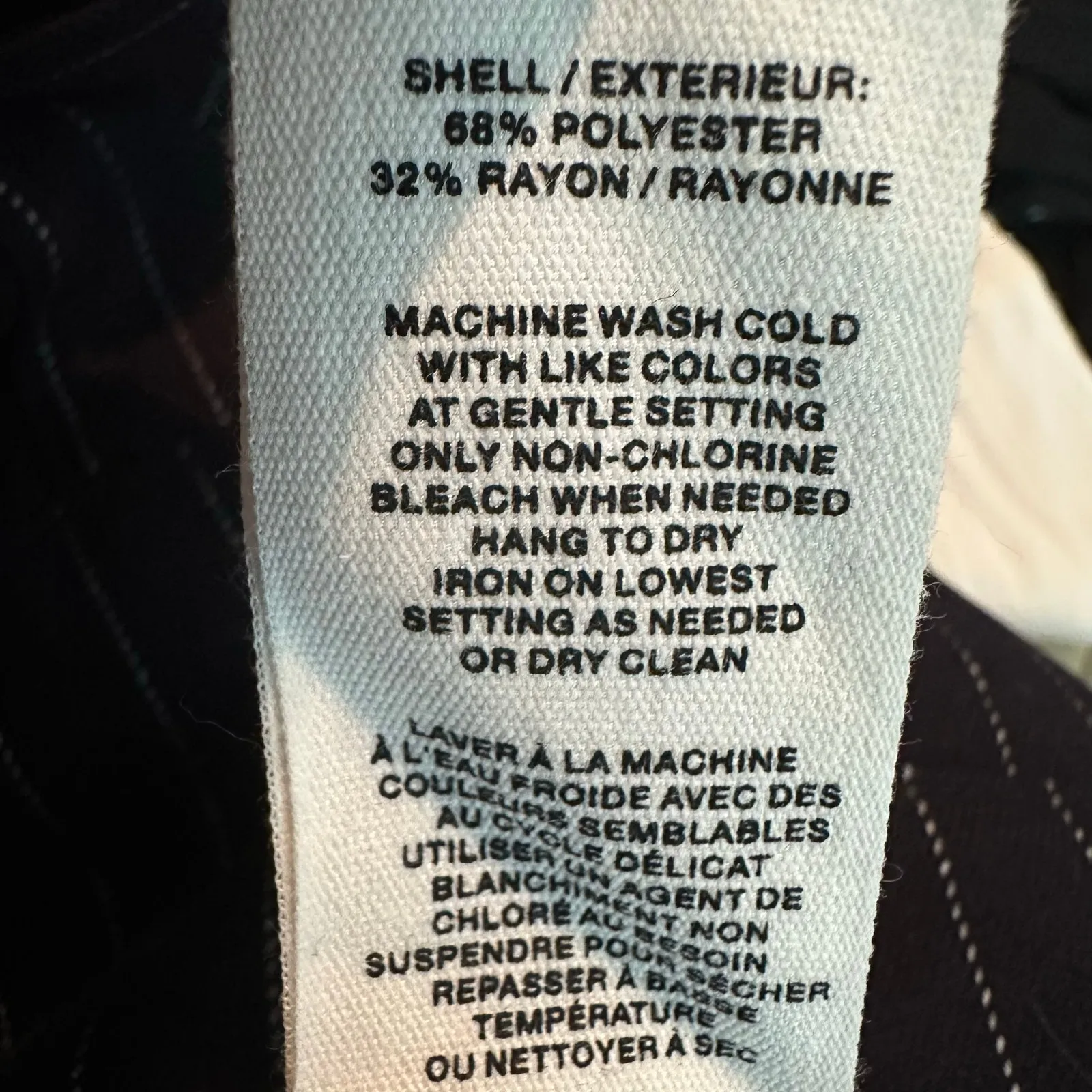 Avec Les Filles Pleated Beige Navy Pinstripe Mini Skirt Size XS - Image 7