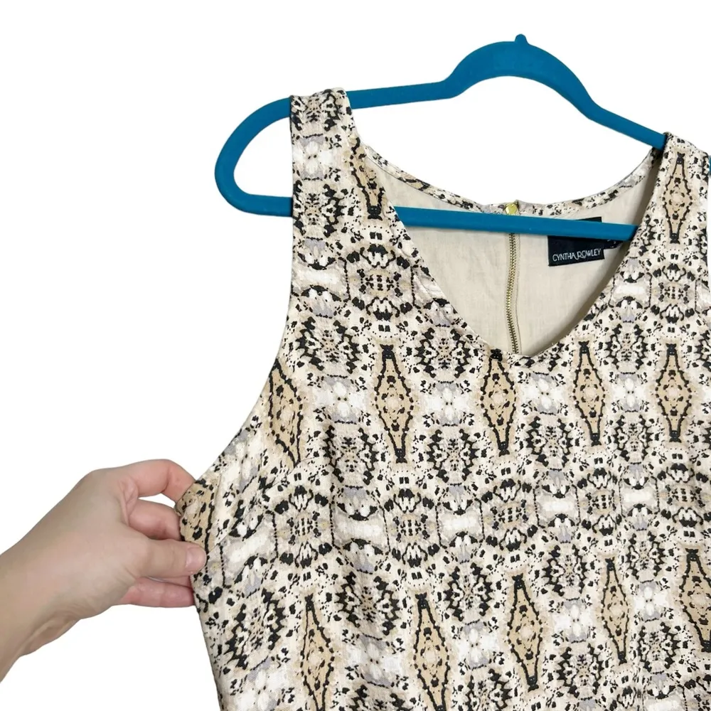 Cynthia Rowley 100% Linen Geometric Ikat Sleeveless Sheath Dress - Image 4