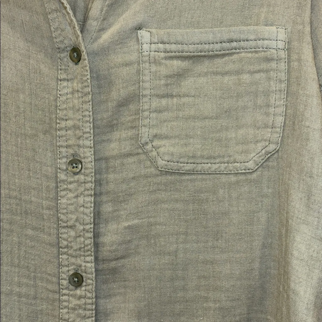 AEROPOSTALE SAGE GREEN WAFFLE KNIT LONG SLEEVE BUTTON DOWN TOP WITH POCKET XS - Image 4