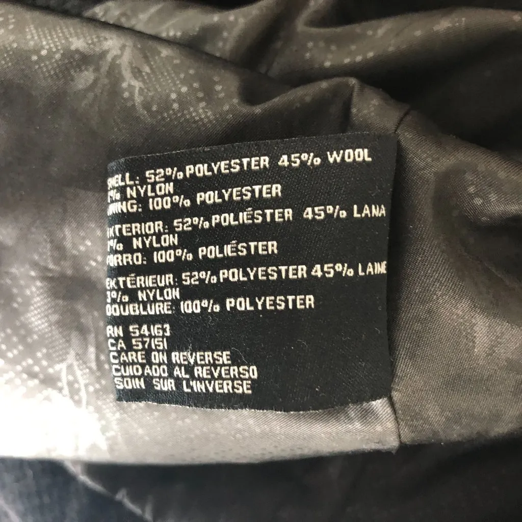 Jessica Simpson Black Belted Textured Wool Blend Coat Gold Button Zipper M - Image 5