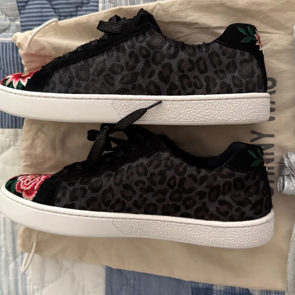 Johnny Was Black Leopard Floral Sneaker New Size 8 - Image 10
