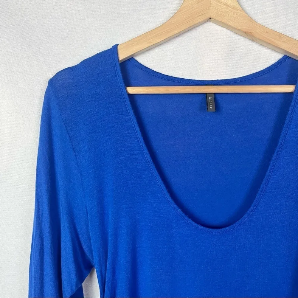 Riller & Fount Blue Scoop Neck Fitted Ruched Side Mini Dress 2 - Image 3