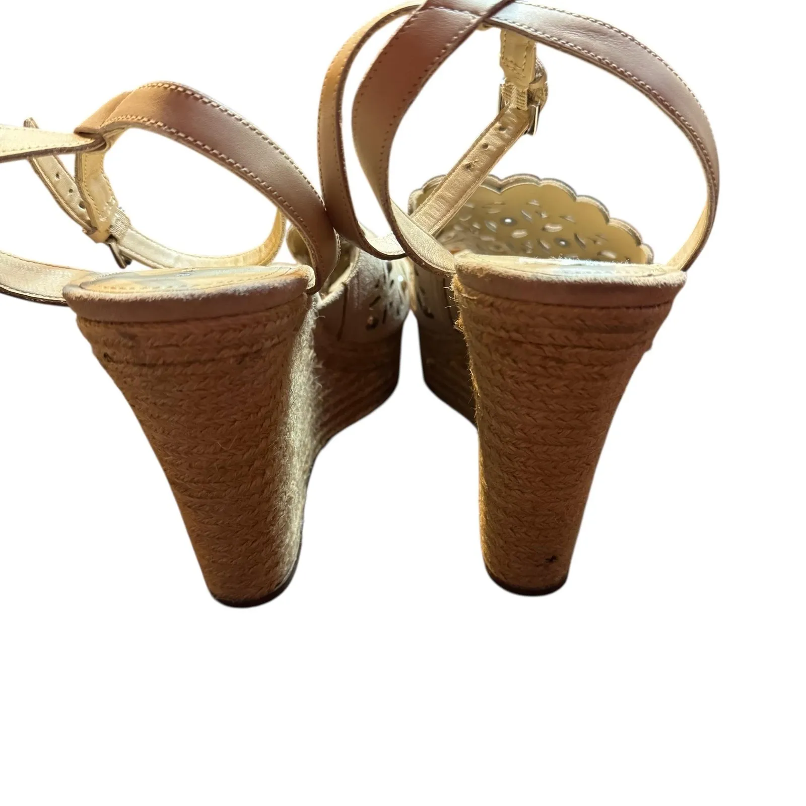 Marc‎ Fisher Shoes Womens Size 11M Beige Suede Studded Wedge Sandals Espadrille - Image 7