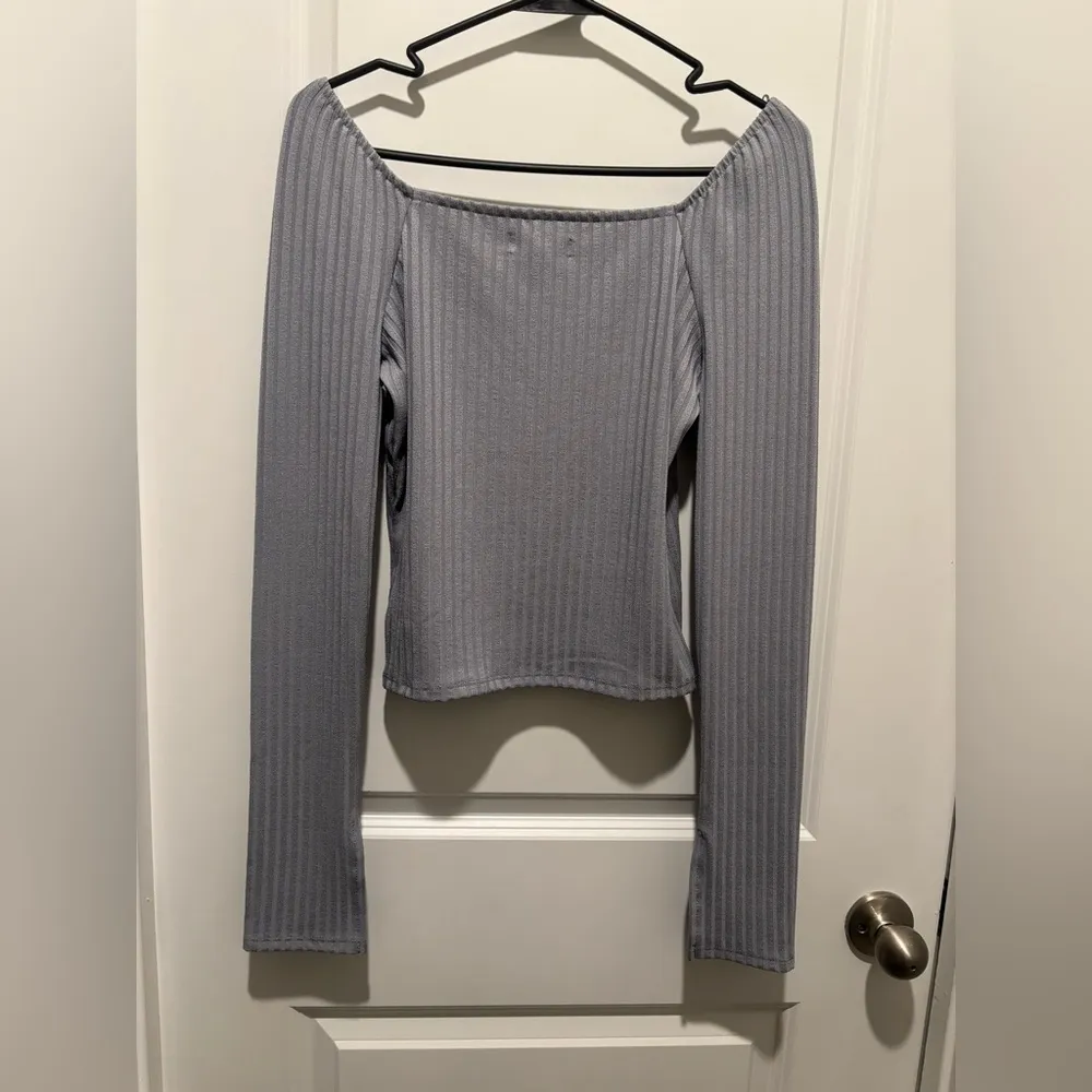 Madewell Ribbed Square-Neck Long-Sleeve Tee, Size M - Image 4