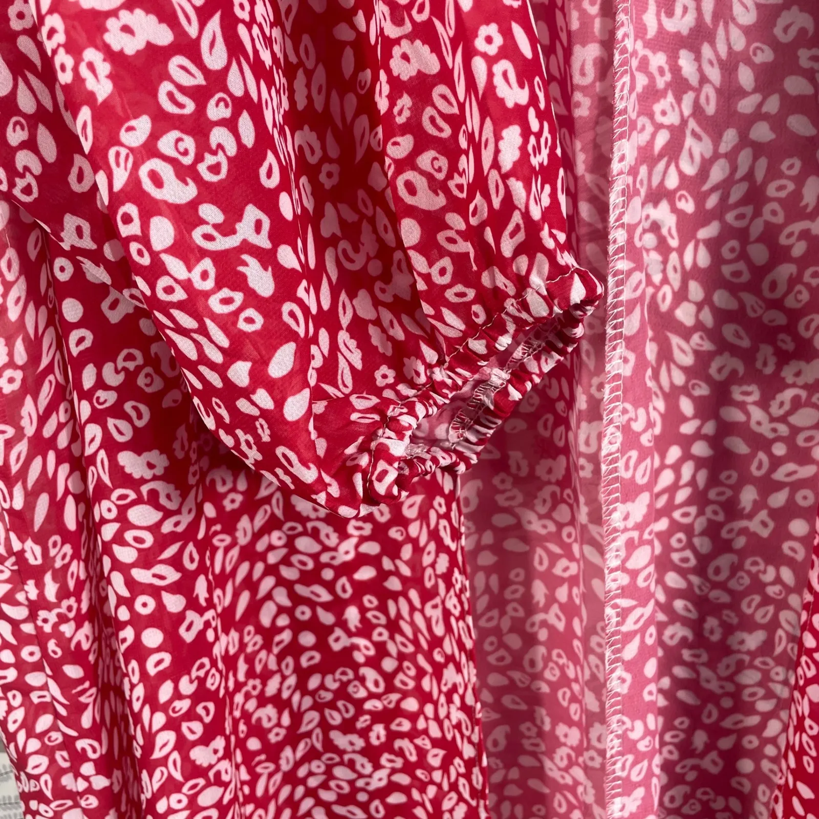 Jen & Co Pink Lace Trim Kimono Cover Up NWT PETA Approved Vegan Boho‎ Resort Size undefined - Image 3