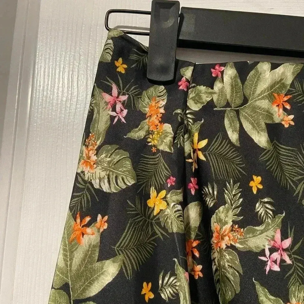 Blue Rain x Francesca’s Black Tropical Silky Maxi Skirt High Slit Unlined Size S - Image 4