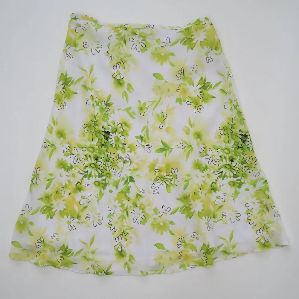 Vintage 90s Investments White & Green Floral Skirt - Image 4