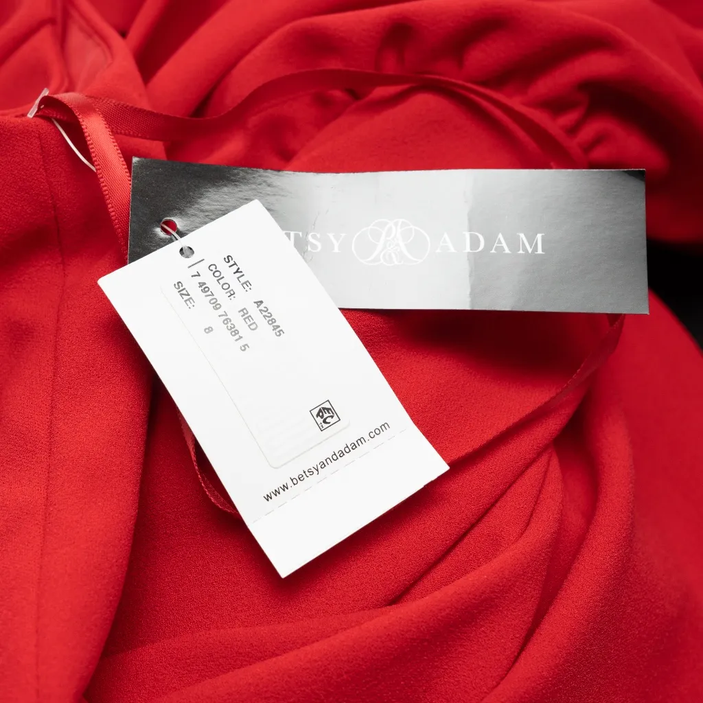 Betsy & Adam Arielle Scuba Crepe Ruffle Slit Gown - Image 7