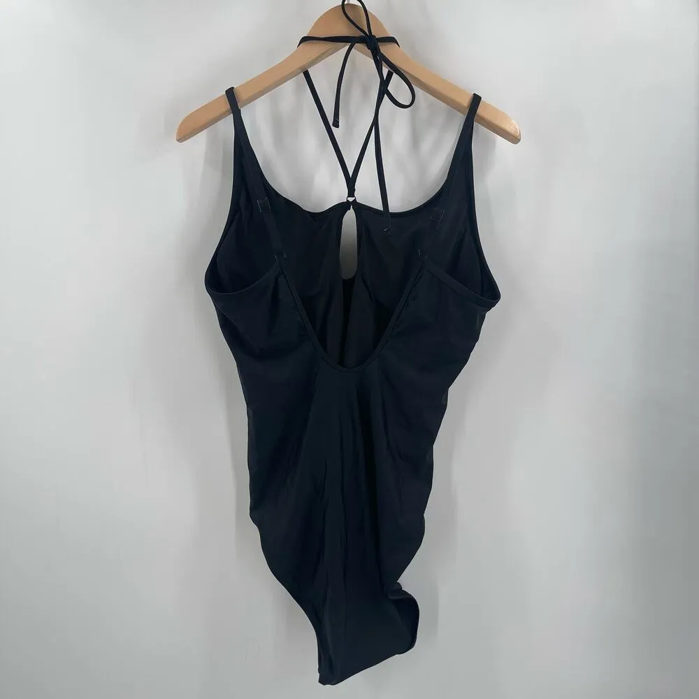 AERIE By American Eagle Swimsuit One Piece Size XXL NWT Black Keyhole Halter - Image 2