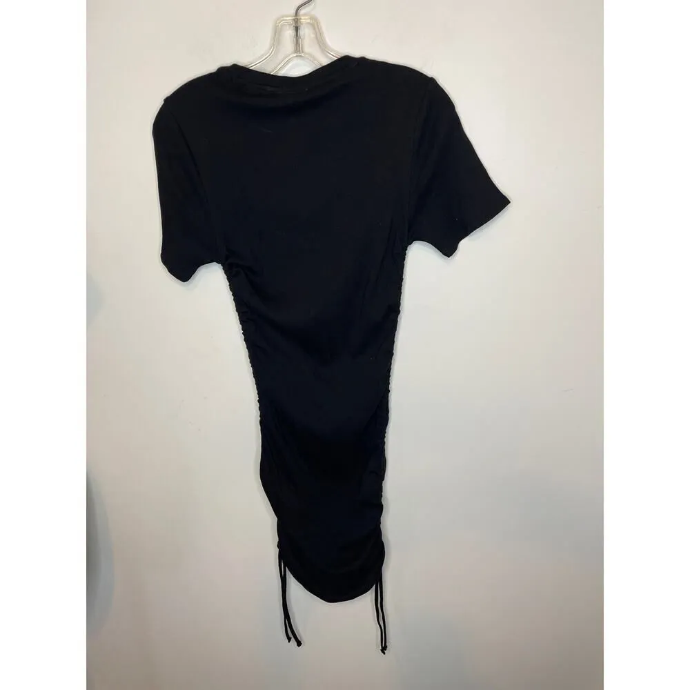 Good American Women's Size 1 Small Short Sleeve Ruched Bodycon Dress Black NWT - Image 2