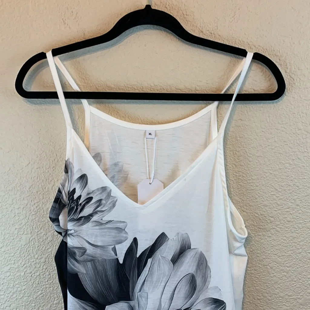 Floral mini dress sz XL NWT vacation beach resort casual comfy summer neutral White - Image 2