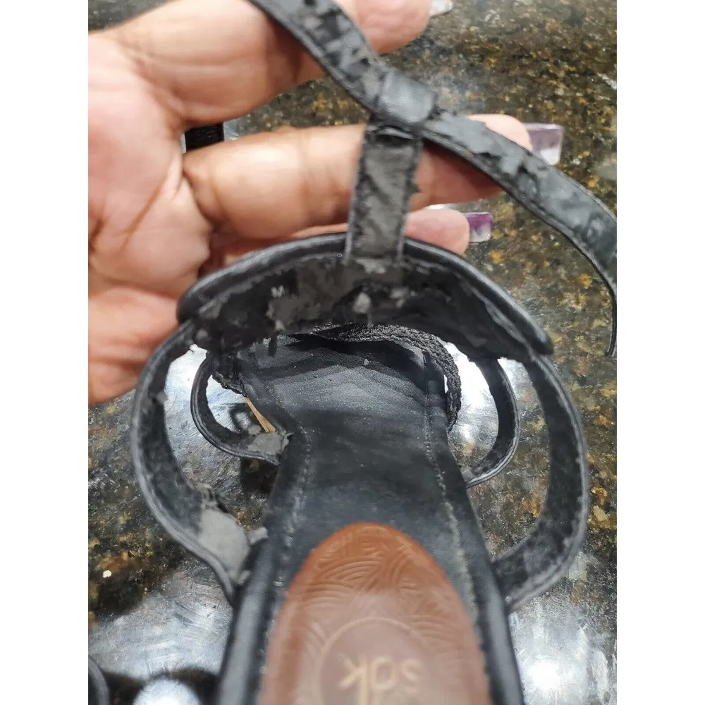 The Sak Women's Black Textile Upper Casual Sling Back Wedges Heel Sandals Size 8 - Image 9