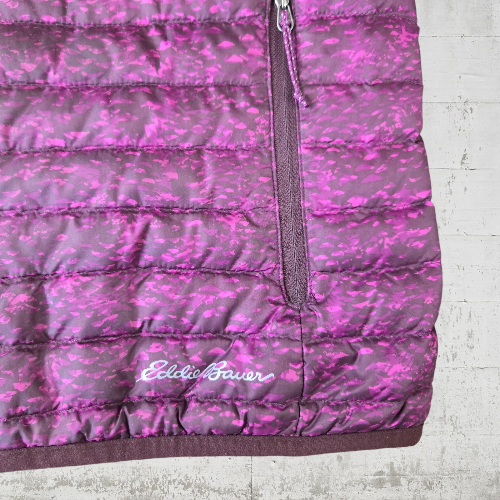 Eddie Bauer Purple Full Zip Down Quilted Mock Neck Puffer Jacket Size Small - Image 2