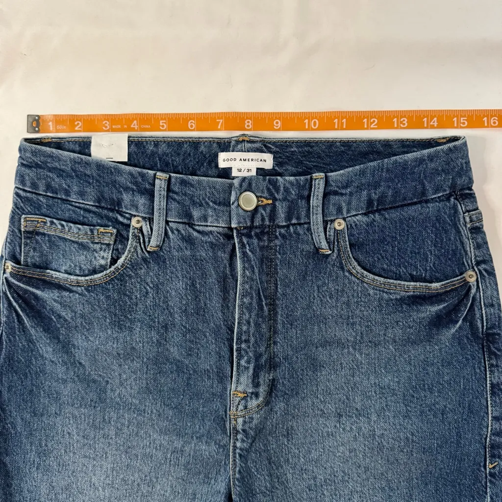 NWOT Good American Good Classic Raw Hem High Waist Slim Jeans sz 12 Fits Like 10 - Image 4