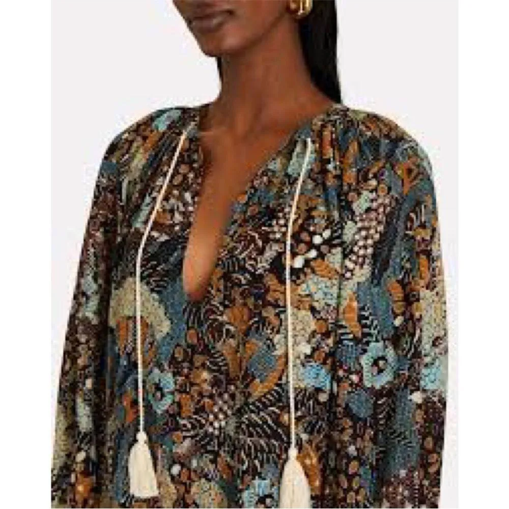 Ulla Johnson Agadir Belted Cotton Blend Printed Voile Dress Earth Tone Sol - Image 7