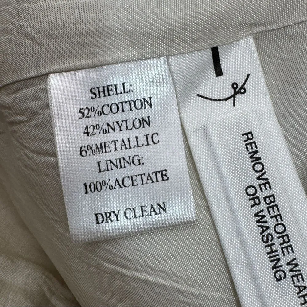 Ann Taylor Loft Ruffled Collar Crinkle Short Trench Coat Jacket Cream Petite XXS - Image 11