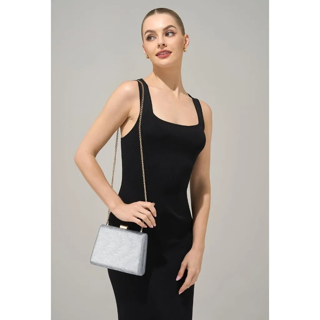 ⚡ Women's Detachable Chain Sparkly Evening Formal Parties Silver Clutch Bag - Image 2