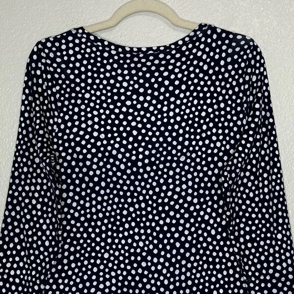 Chico's 100% Pima Cotton Polka Dot Print V-neck Pull Over Tee, Sz Medium - Image 8
