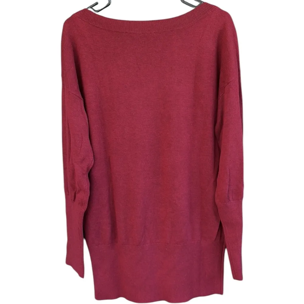 NWT White House Black Market Cashmere Blend Tunic Sweater Dark Rouge Size Large - Image 8