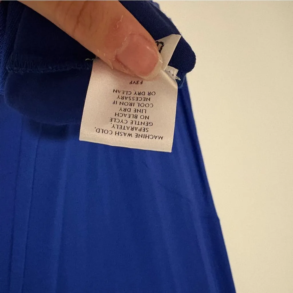Eileen Fisher Layered Asymetrical Sheer Hem‎ Sleeveless Dress Cobalt blue small - Image 8