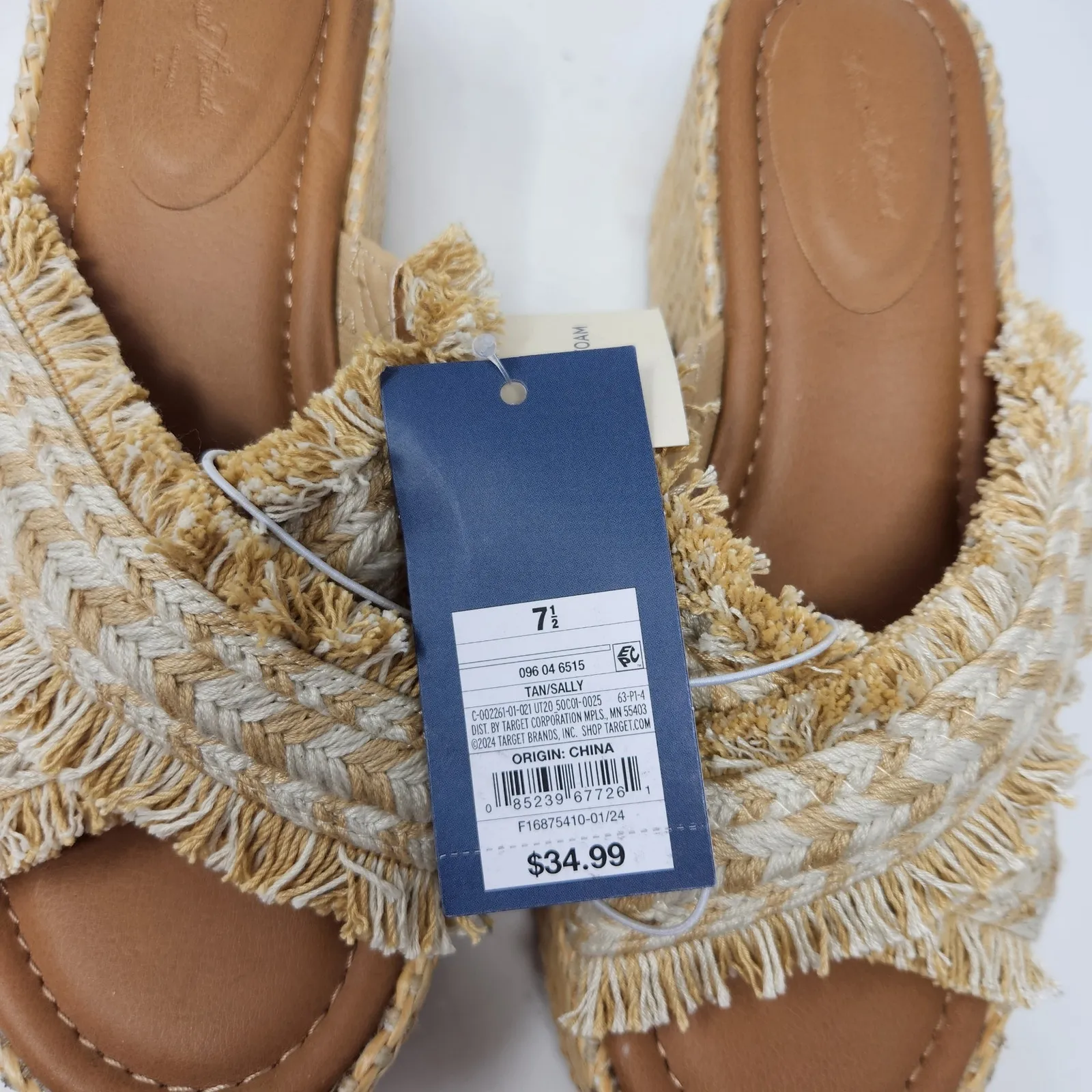 Universal Thread Tan Braided Fringe Slip On Casual Sally Platform Sandals Sz 7.5 - Image 6