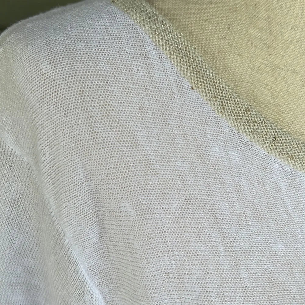 Lafayette 148 Linen Blend Sequin Trim Sweater - Image 2