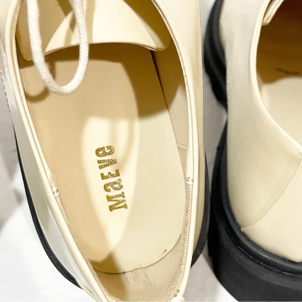 Anthropologie Maeve Size 40/10 Cream The Rhys Lace-Up Square Toe Loafers - Image 5