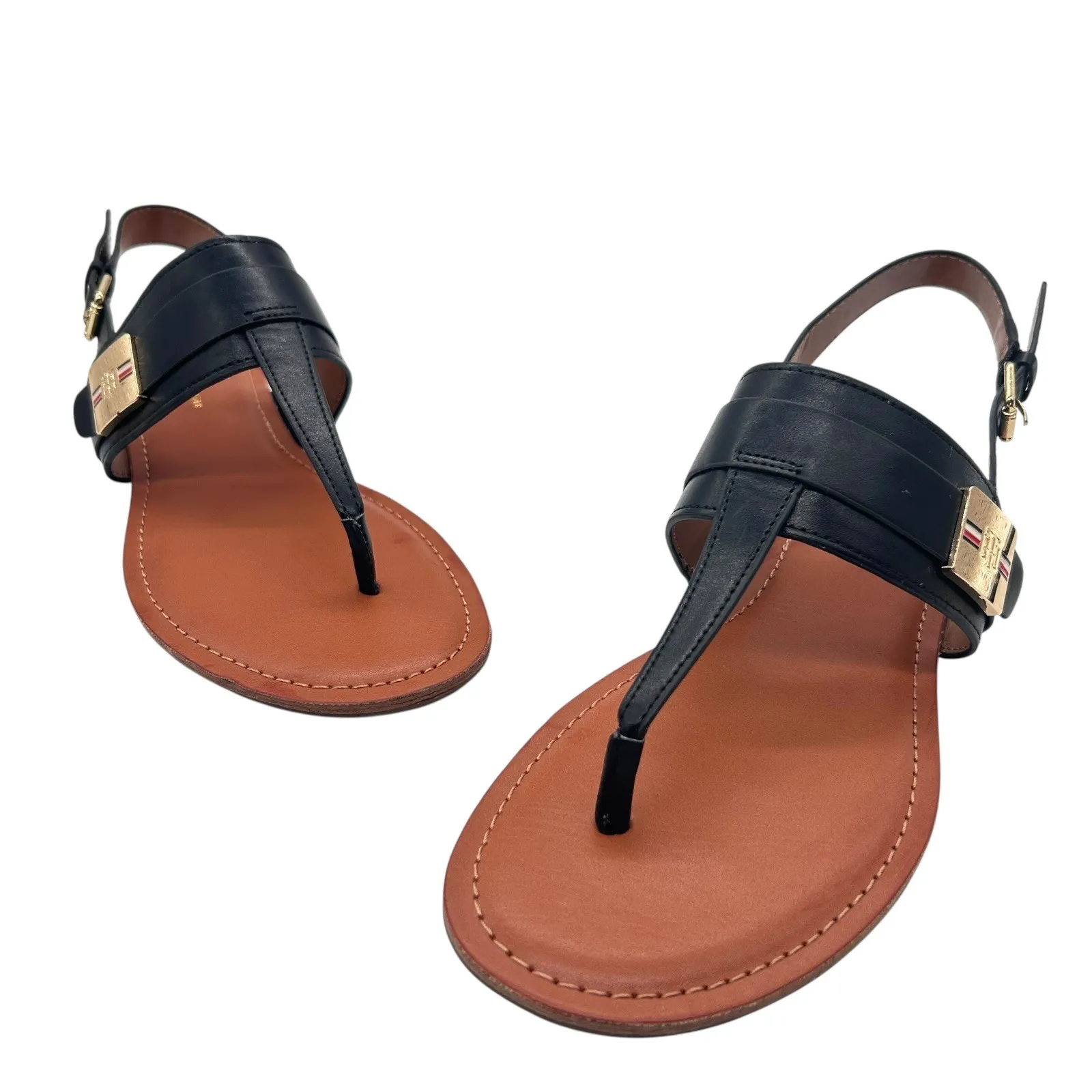 Tommy‎ Hilfiger Thong Sandals Womens 10M Black Buckle Detail Summer Shoes - Image 4