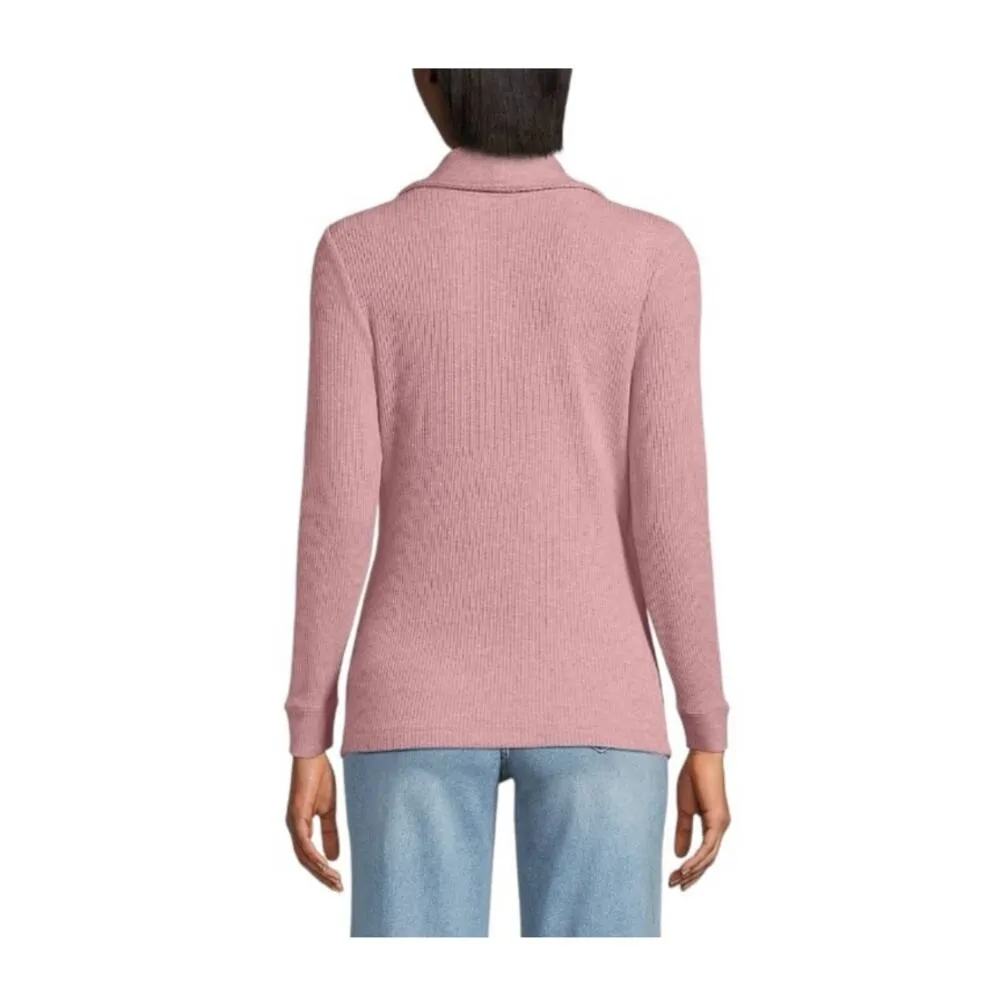 Lands End Long Sleeve Brushed Rib Wrap Top Size Medium - Image 3