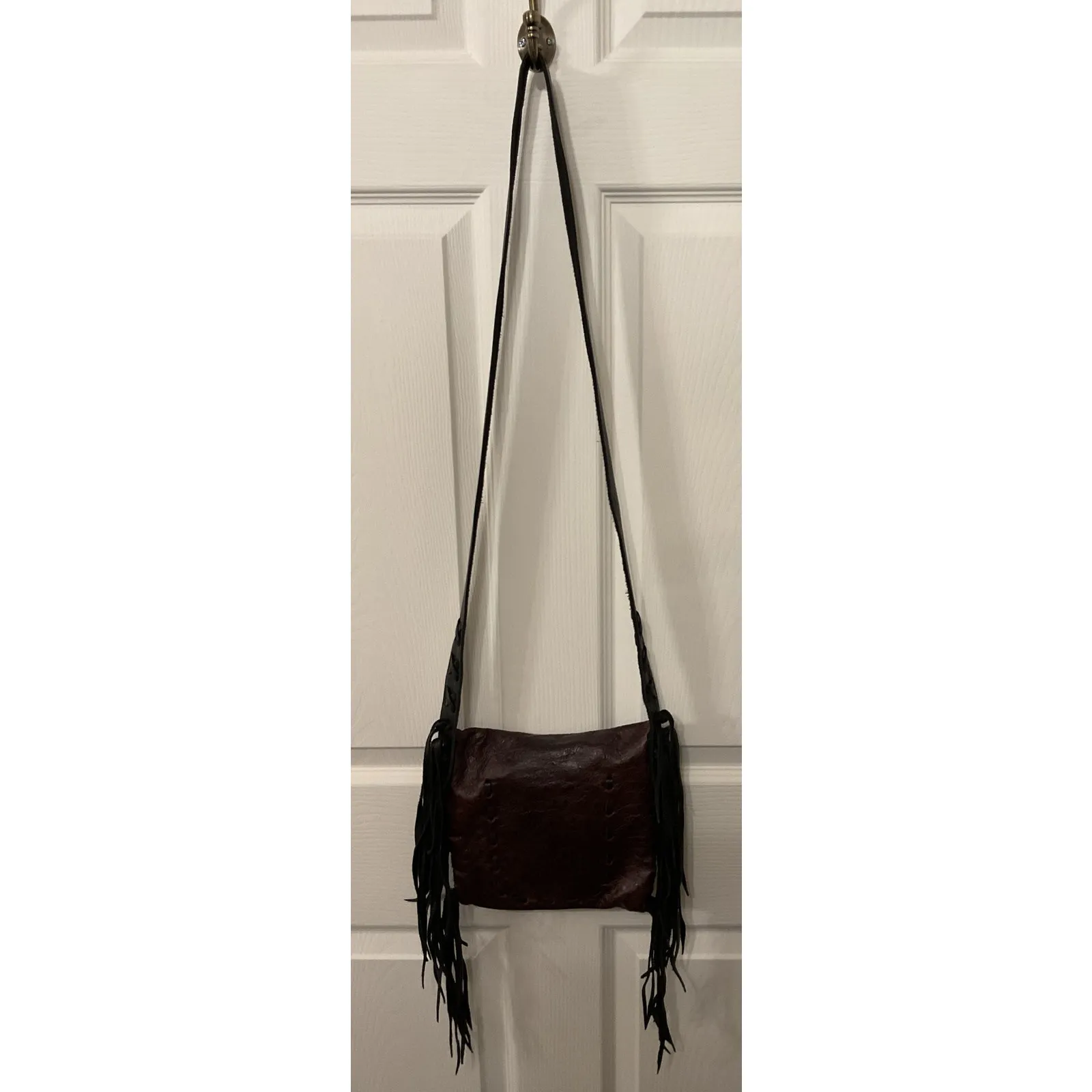Small Jimmi WZ Natural Leather Handmade Western Fringe Crossbody Bag - Image 8
