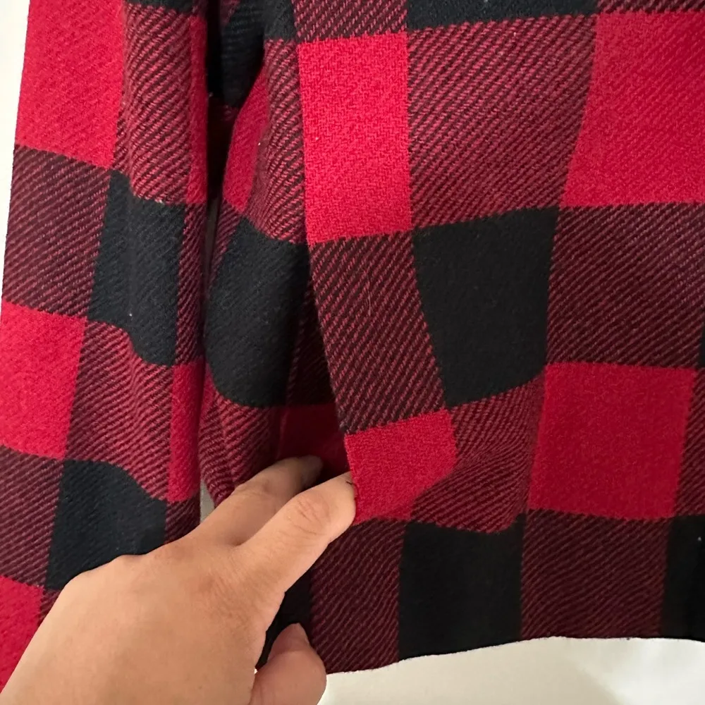 Talbots Red Black Buffalo Plaid Wool Zip Up Jacket 6 - Image 5