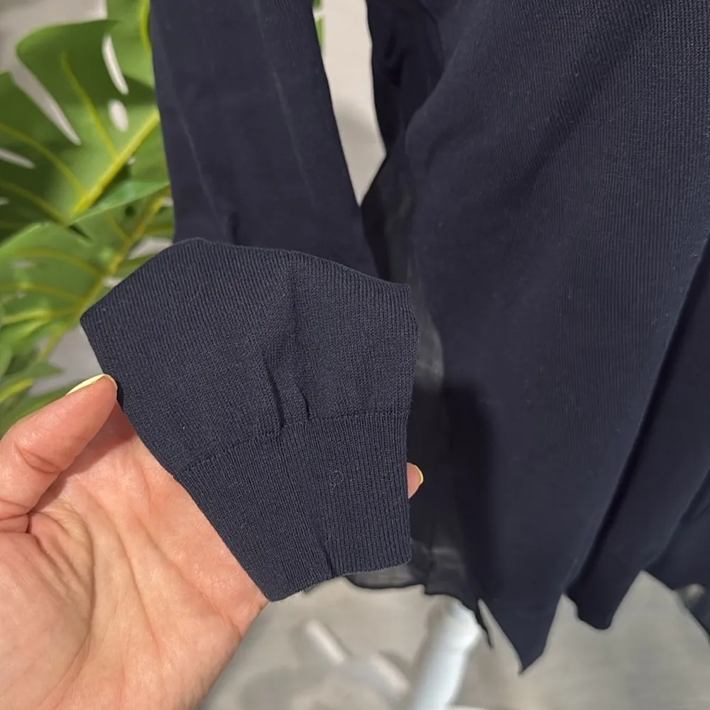 Lamerbto Losani made in Italy vneck mixed media lightweight cotton sweater top Blue - Image 4