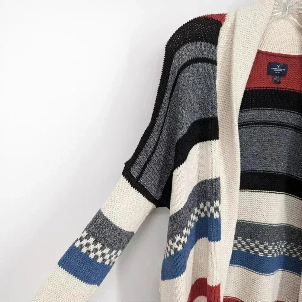 American Eagle AEO Cardigan Sweater Size Small S Striped Shawl Collar Knit Open - Image 6