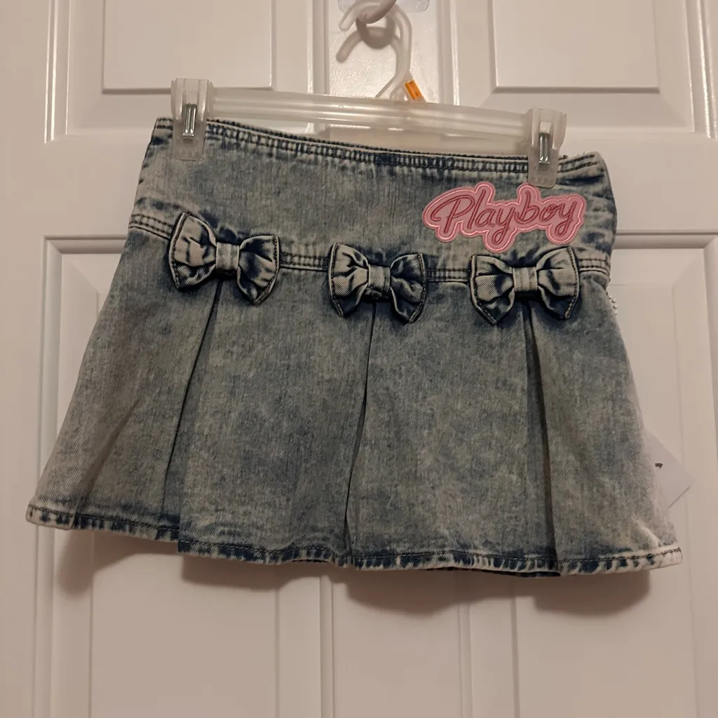 PLAYBOY Light Blue Denim Skirt with Bows 00 - Image 2