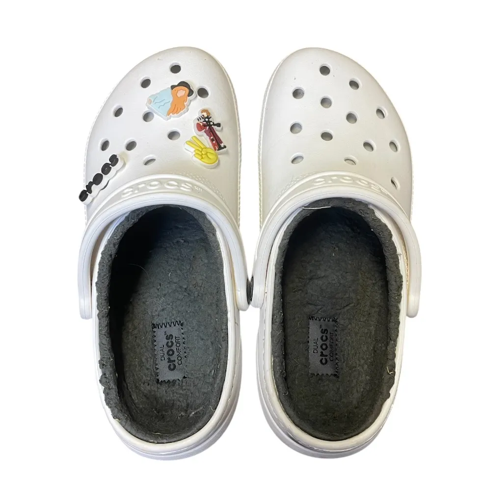 Crocs Classic Faux Fur Lined White Dual Comfort Clog Shoes Womens 9 Mens 7 - Image 3