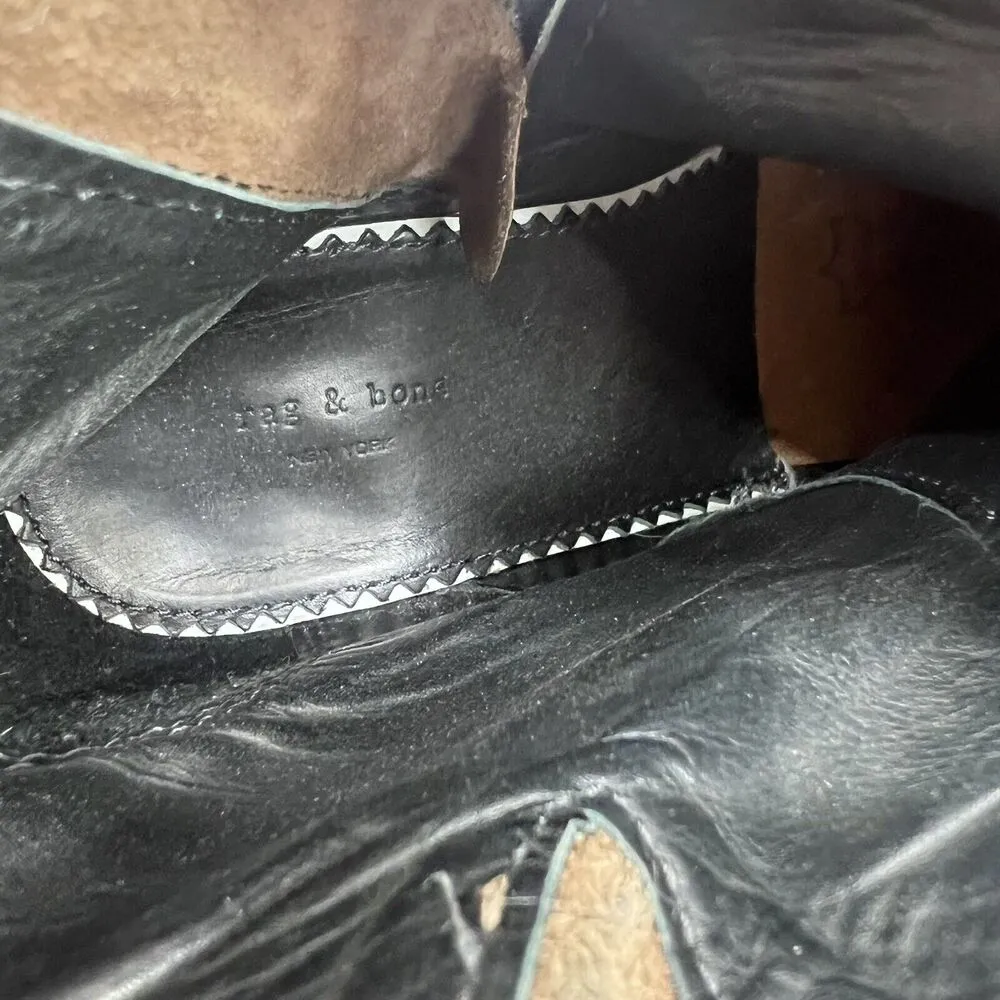 Rag & Bone Size 6.5 Harper Moto Boots Ankle Booties Dark Brown Leather Comfy - Image 7