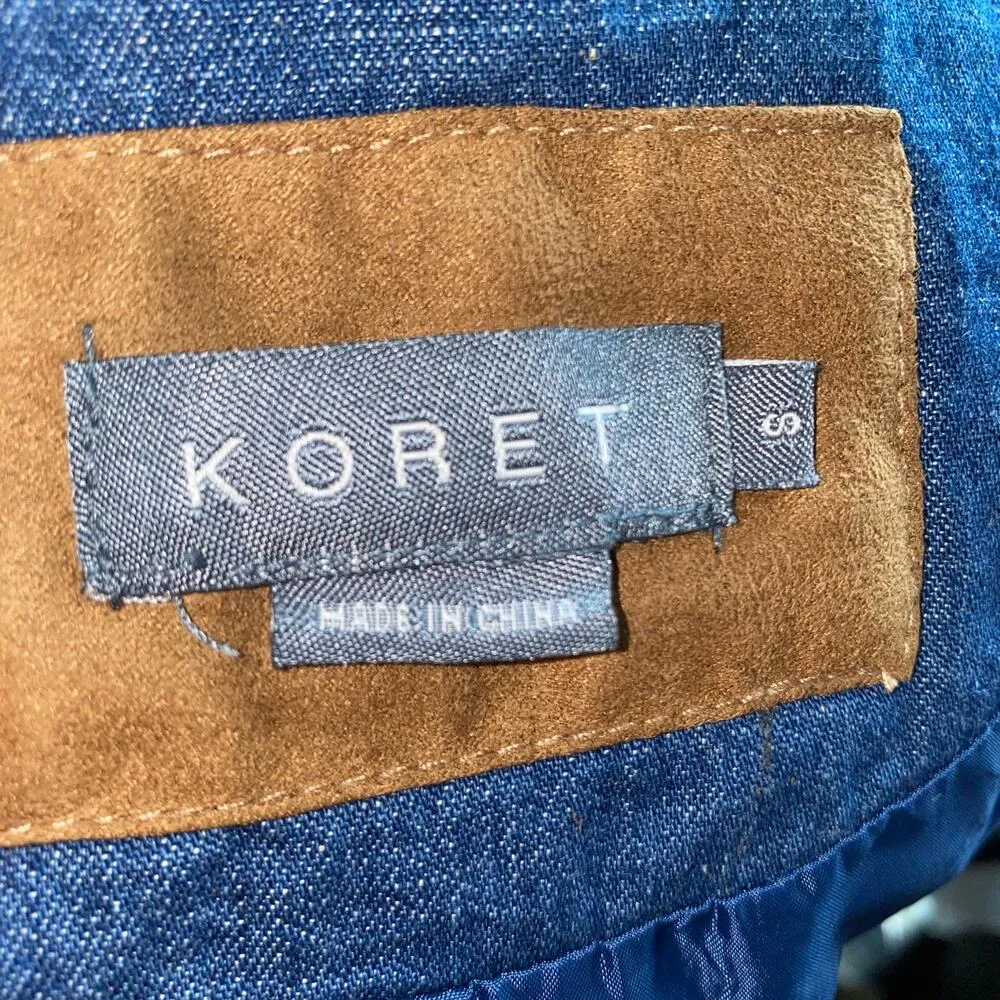 Koret Women’s Blue Denim Tapestry Embroidered Patchwork Mixed Media Jacket Small - Image 10