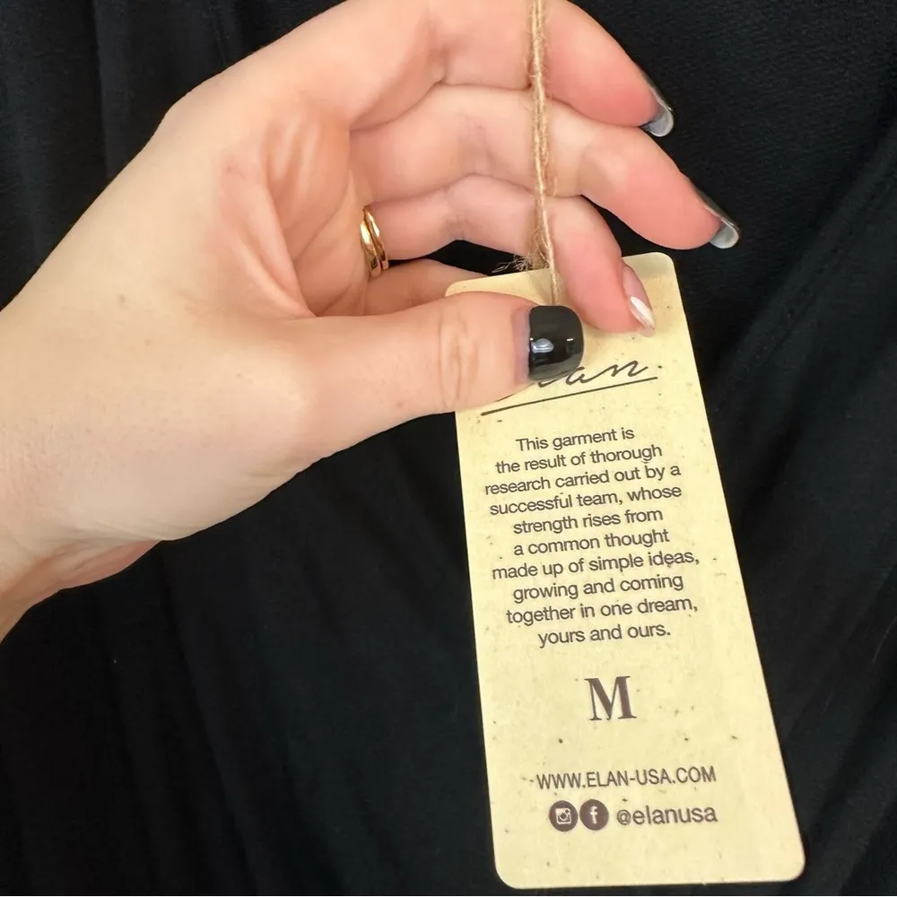 Elan | Black Long Sleeve Cross Over Bodice Soft Romper Size Medium NWT - Image 4